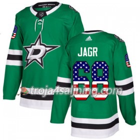 Dallas Stars tröja Jaromir Jagr 68 Adidas 2017-2018 Kelly Grön USA Flag Fashion Authentic - NHL Tröjor Herr